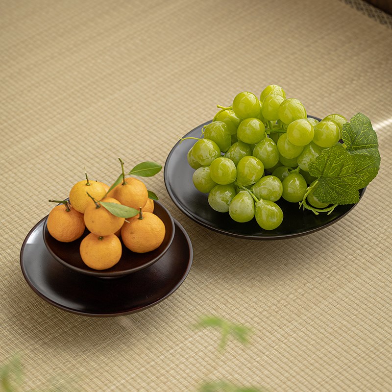 中式重竹高脚盘水果盘客厅家用供盘佛手柑托盘蛋糕摆台茶点点心盘