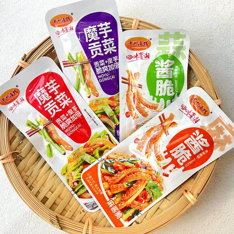 中洲渔馆麻酱脆蒜酱脆牛肚碎魔芋贡菜下饭菜小包装称重250g小零食