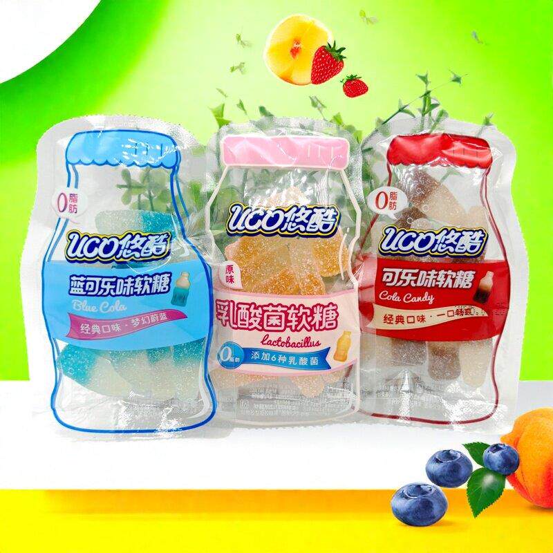 悠酷可乐味软糖蓝可乐味软糖乳酸菌软糖散称独立小包装休闲零食11