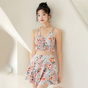 温泉泳装 长袖 胖mm2023新款 夏显瘦遮肚性感分体三件套大码 泳衣女款