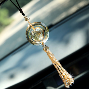 手工串珠汽车挂件水晶球挂饰小轿车时来运转流苏后视镜吊坠女