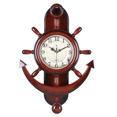 石英钟 摇摆钟表简约家用大气欧式 北极星静音船舵挂钟时尚 创意个性