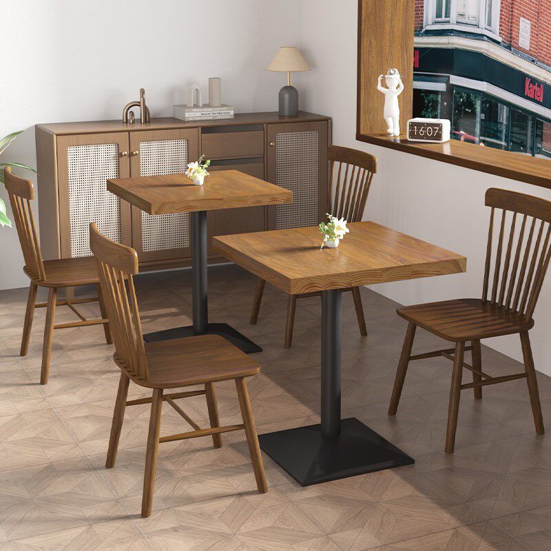 实木餐厅小方桌美式工业风田园风咖啡店简约休闲桌椅组合茶室桌子