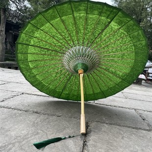 许家油纸伞浸染纯色满穿牛油果绿晴雨两用汉服非遗拍摄道具桐油伞