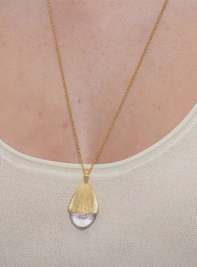 Cleste 白水晶松果银长项链女轻奢高级感麂皮绳叠戴百搭毛衣链