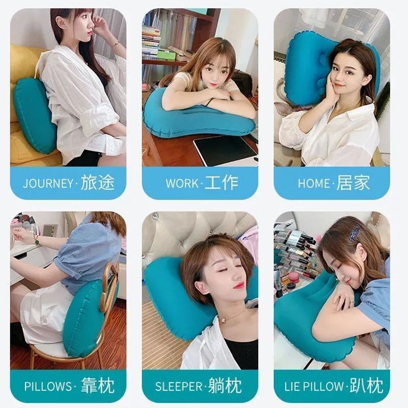 旅行枕便携折叠充气枕头成人户外睡枕腰垫办公室靠枕午休睡觉神器
