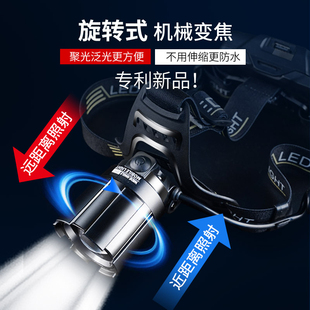 锐尼强光充电超亮头灯感应头戴式手电筒户外激光远射夜钓鱼专用灯