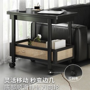 极简风折叠桌子家用简易小户型客厅沙发边几可移动小推车茶几边柜