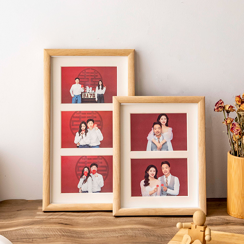 结婚照相框登记三连四联挂墙6寸洗照片做成证件照海马体礼物摆台