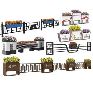 市政花箱护栏道路不锈钢隔离栏商业街道花坛围栏交通护栏花箱组合