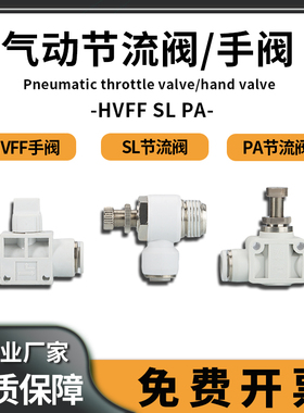 PA调速SL节流阀HVFF手阀可调节快速接头调速开关气缸6 8 10 4-123