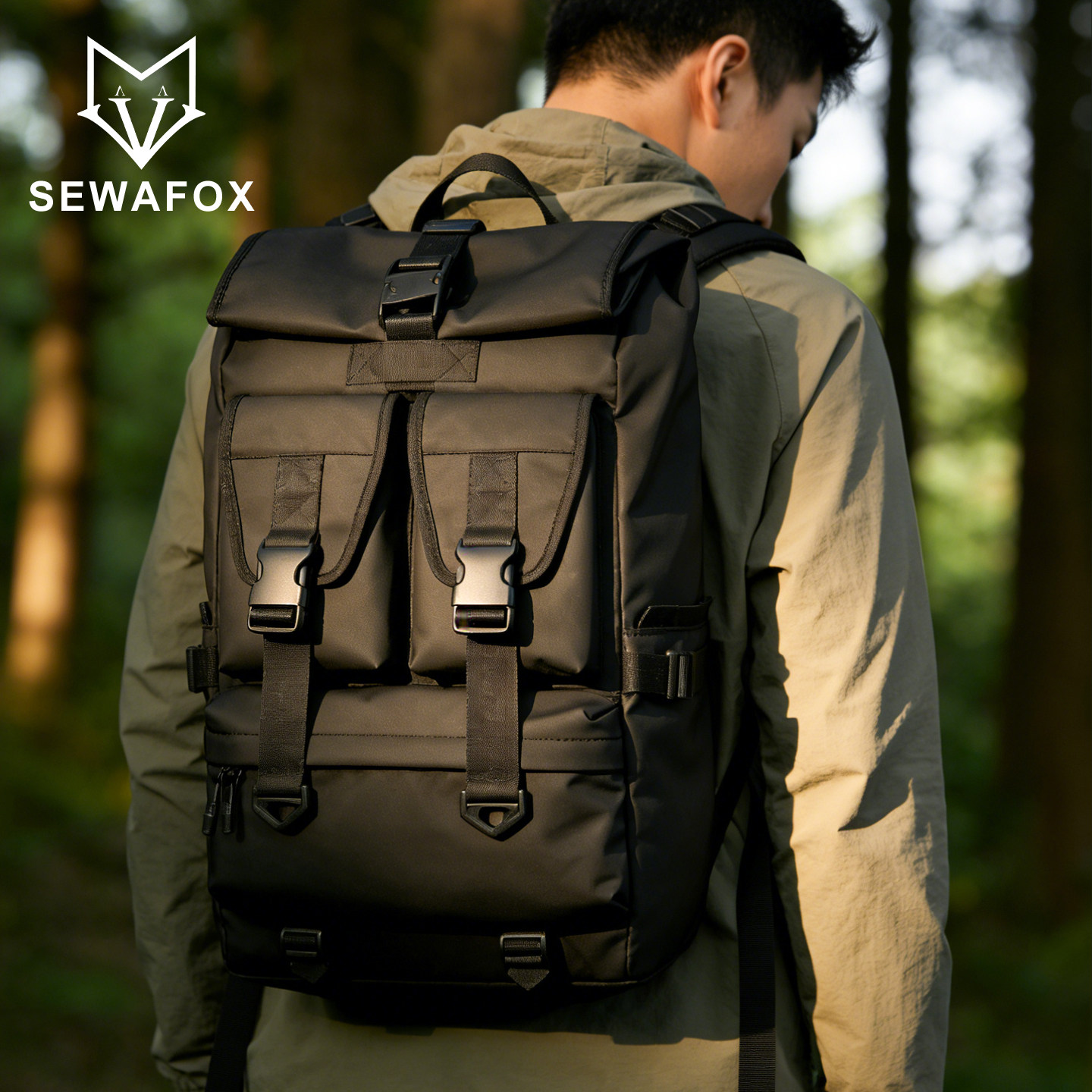 SEWAFOX/塞瓦狐机能背包男士大容量出差旅行户外骑行防水双肩包男,箱包皮具/热销女包/男包,双肩背包,淘宝优惠券,粉丝福利购,淘宝优惠卷