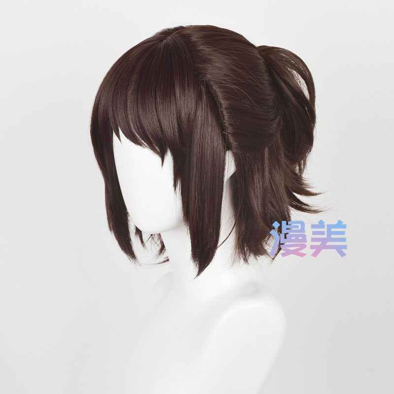 漫美 进击的巨人 韩吉cos假发   萨莎 半扎造型深棕色虎口夹