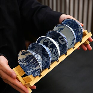 青花瓷小茶碗杯架单主人杯茶盏复古功夫茶具品茗杯 茶杯斗笠杯套装