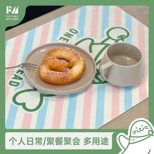 包加厚隔热防水耐污易清洗无甲醛荧光剂 FM天竹纤维月抛餐垫4片
