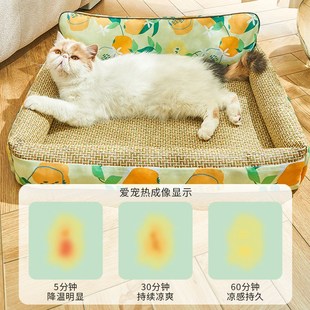 藤编凉席猫咪夏天沙发床垫子可拆洗狗窝四季 猫窝夏季 通用宠物用品