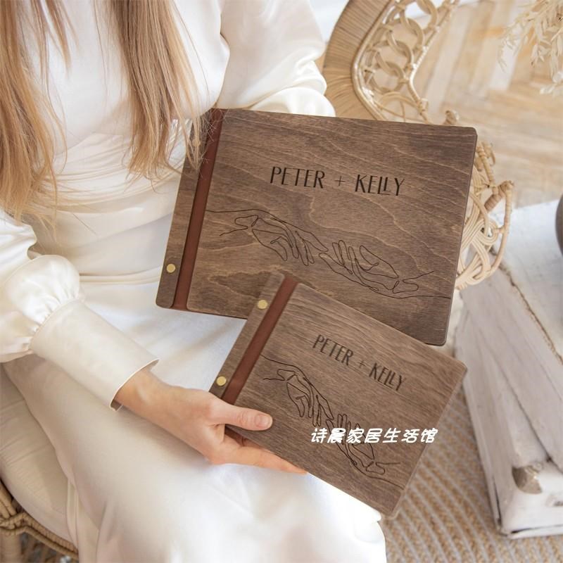 复古婚礼木质来宾簿婚礼相册签到本留言本情侣周年纪念商务礼物