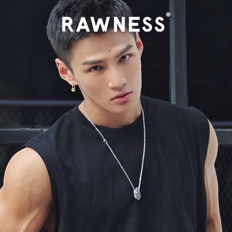 RAWNESS 情人节礼物杠铃片项链美式健身哑铃锁骨链钛钢毛衣链男