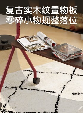 北弧移动落地电视机支架带轻音滚轮艺术榉木挂架适用49-75寸FS350