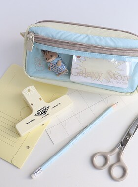 3egiz痛层笔袋大容量透明文具盒可视吧唧多功能初高中小众文具袋