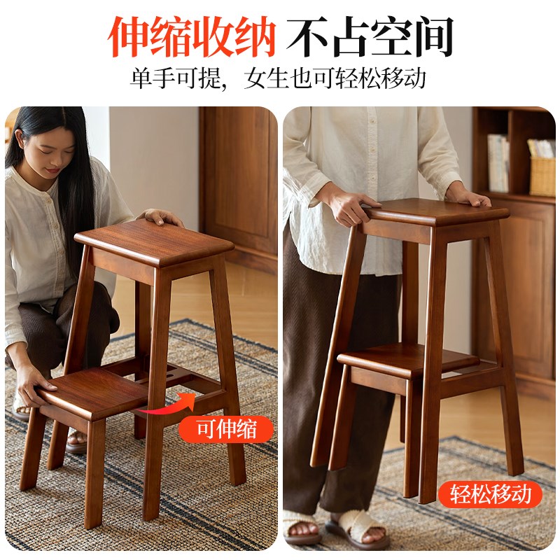 实木梯凳可折叠梯人字梯加厚梯凳子两用登高楼梯家用小梯子置物架