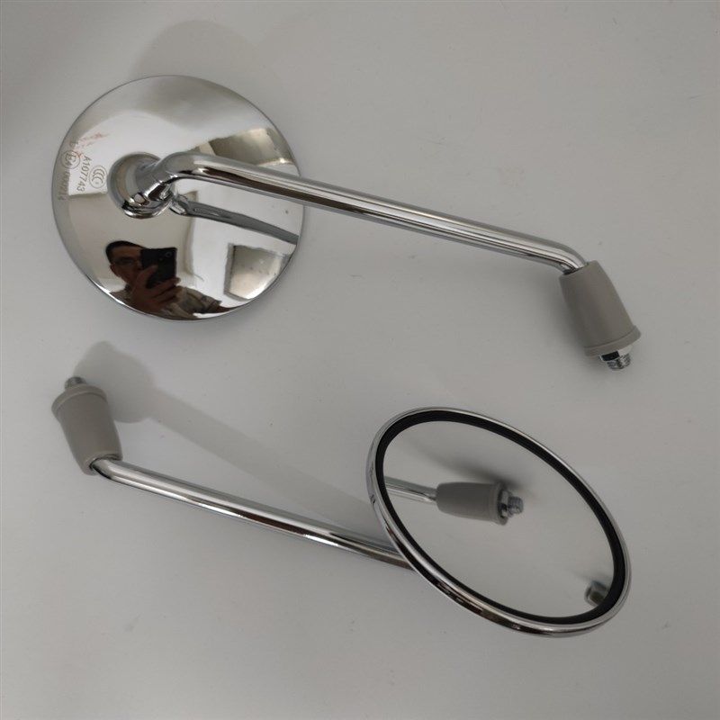 复古圆形后视镜方形倒车镜小牛改装反光镜摩托车通用全金属后视镜