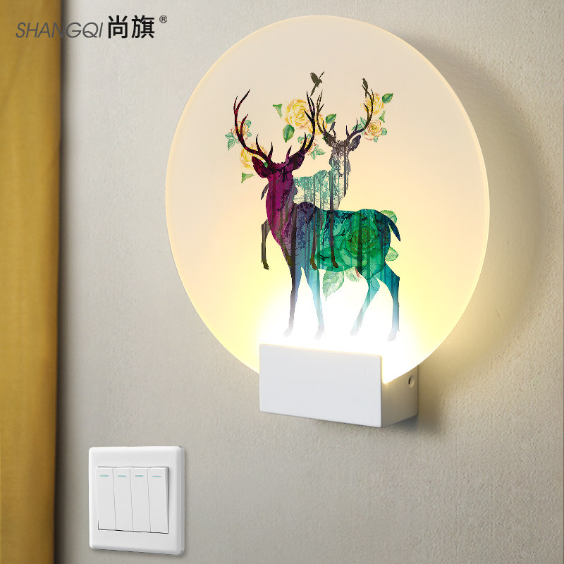 床头灯卧室壁灯客厅背景墙灯简约现代创意2021新款茶楼中式过道灯