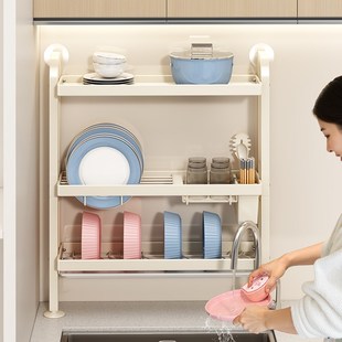 优勤碗碟收纳架厨房水槽窄边置物架沥水碗架免打孔放餐具家用台面