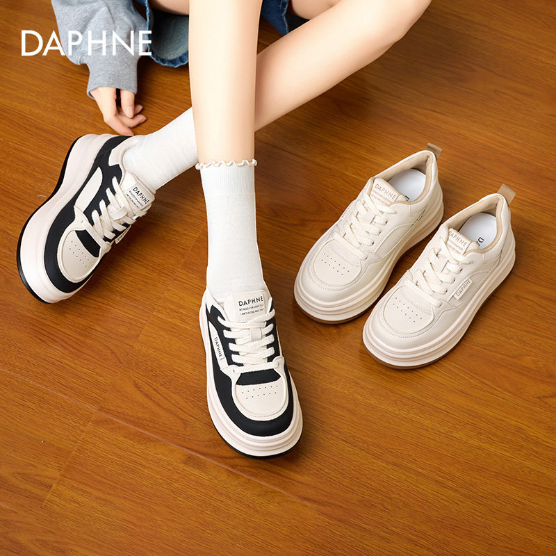 达芙妮女鞋休闲厚底小白鞋小个子新款春季百搭爆款运动风增高板鞋
