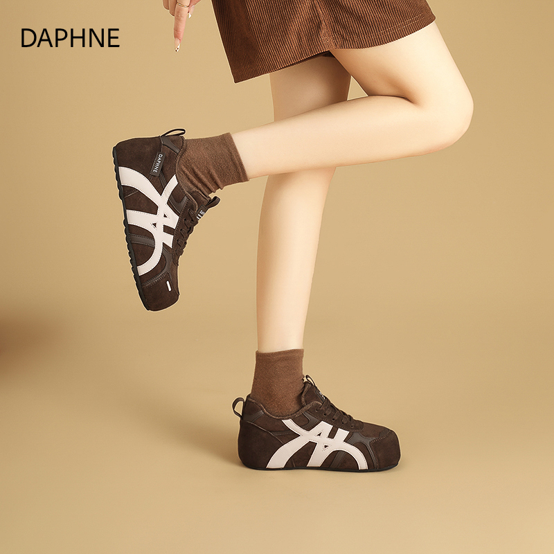 达芙妮女复古加绒保暖德训鞋