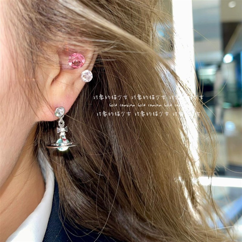 对象的猫少女:哇好漂亮!薄荷绿小号orb蓝星球耳环 别致时髦精