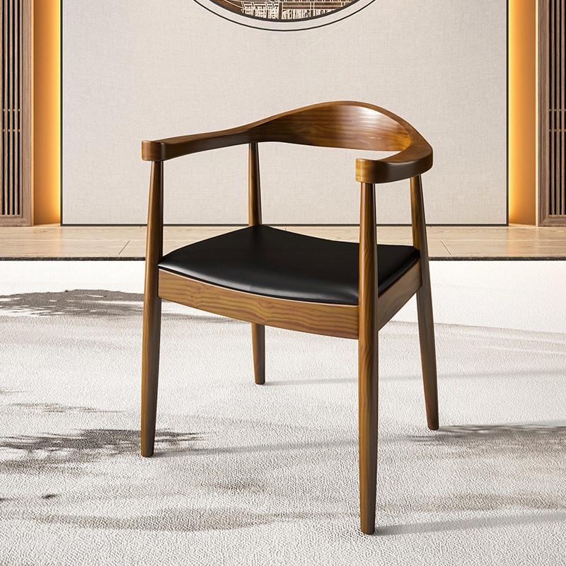 茶桌主人椅泡茶椅官帽椅实木太师椅电脑椅书椅餐桌椅靠背牛角椅子