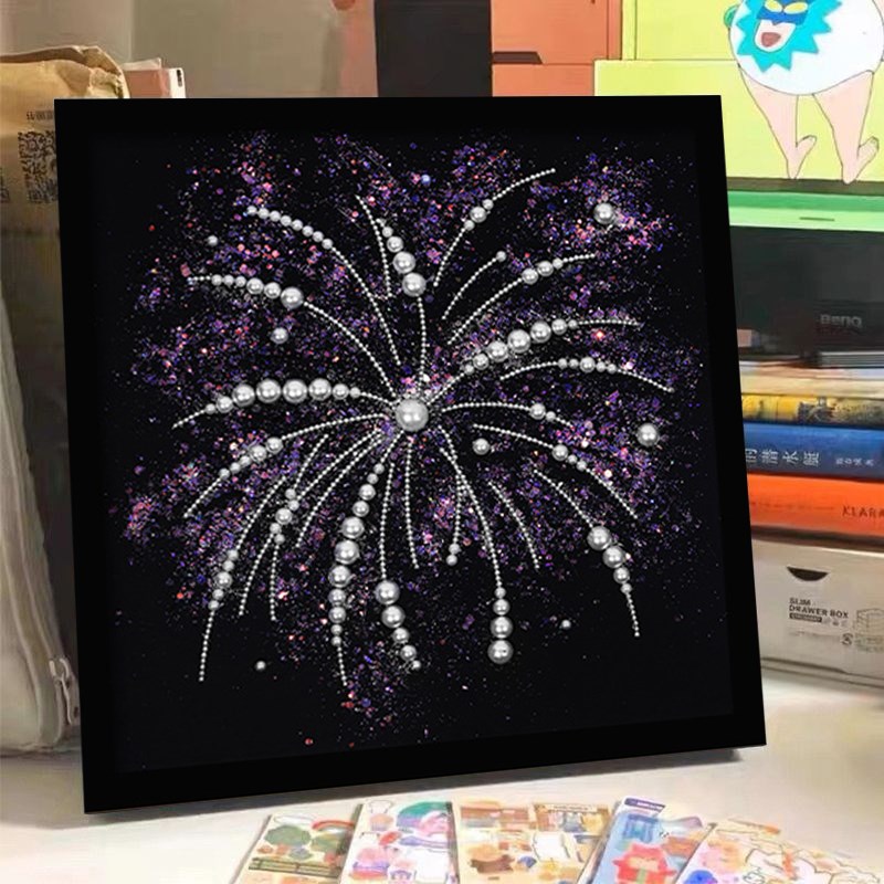蝴蝶珍珠画手工diy氛围感材料包涂色填充治愈艺术家居立体装饰画图片