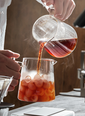 MUN慕威纳 手冲咖啡玻璃萤朵分享壶带刻度公道杯咖啡器具泡茶壶