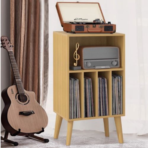 黑胶唱片收纳柜落地复古木质杂志书柜黑胶展示柜沙发边唱片支架