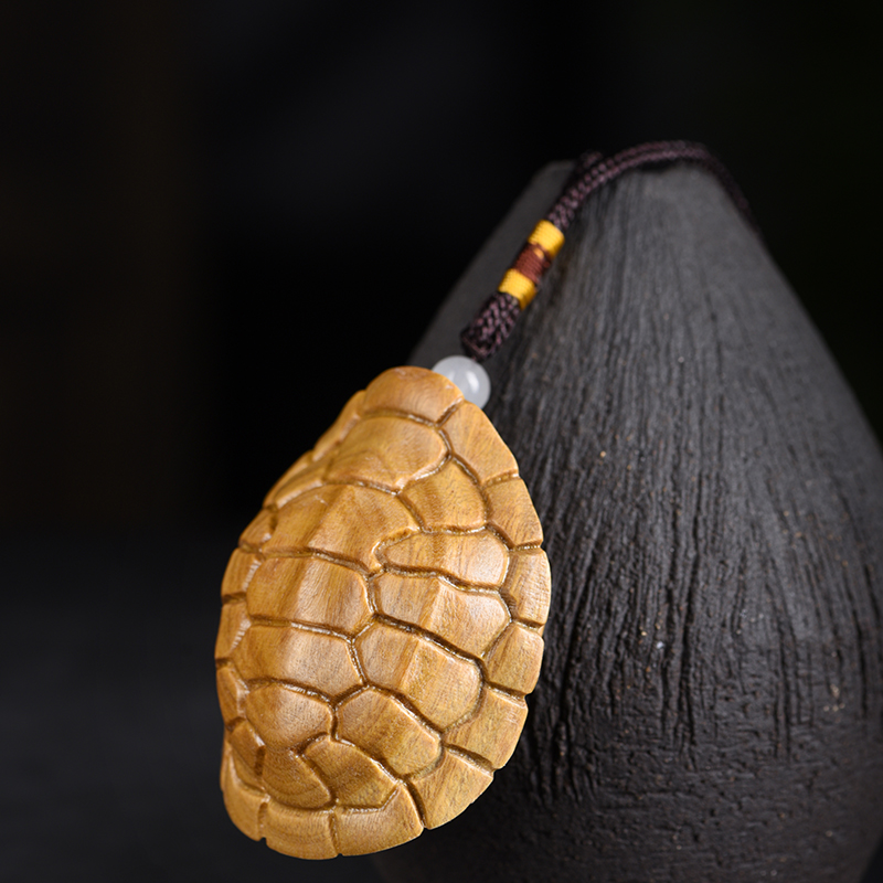 玄同绿檀手把件文玩把玩件龟甲富甲天下男士小工艺品挂件木雕饰品