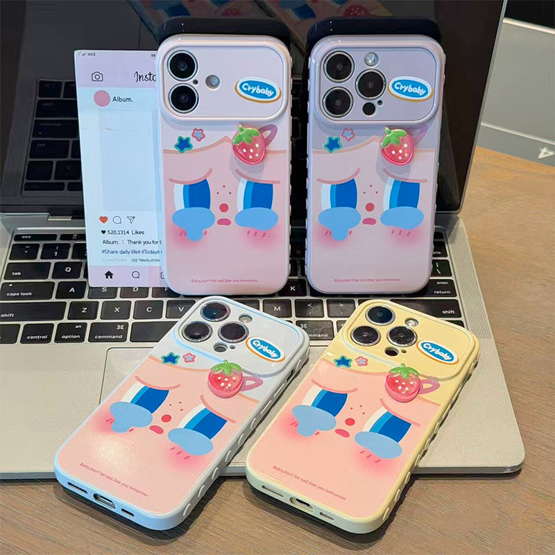草莓公仔发夹哭娃新款适用苹果17Pro手机壳iPhone16max14小米17华为mate80pura90k90nova15荣耀600x200findx9