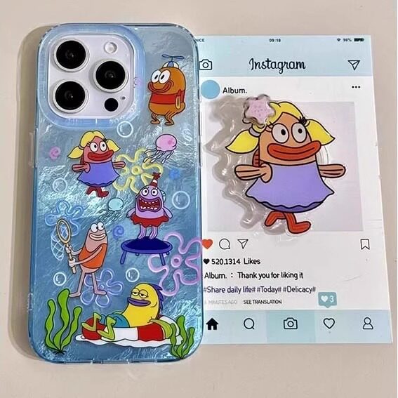 比奇堡宝宝鱼新款适用苹果16Promax手机壳iPhone14Pro11小米15华为mate60p70荣耀100vivox200k50nova12note13