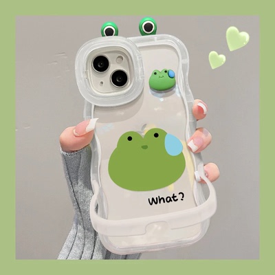 无语青蛙公仔双支架新款适用苹果17Pro手机壳iPhone16max13小米15华为mate80pura70k90nova14荣耀400x300s30