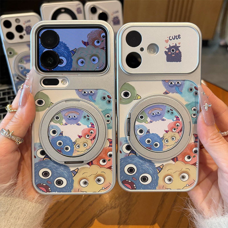 小怪兽旋转支架新款适用苹果17Pro手机壳iPhone16max13小米15华为mate80pura70k90note14荣耀500x200一加ace5