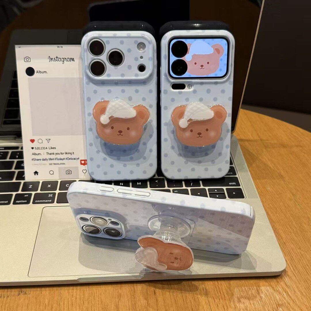 软萌睡帽小熊新款适用苹果17Promax手机壳iPhone16pro12小米15华为mate80pura80k90reno14荣耀400x300iqoo13