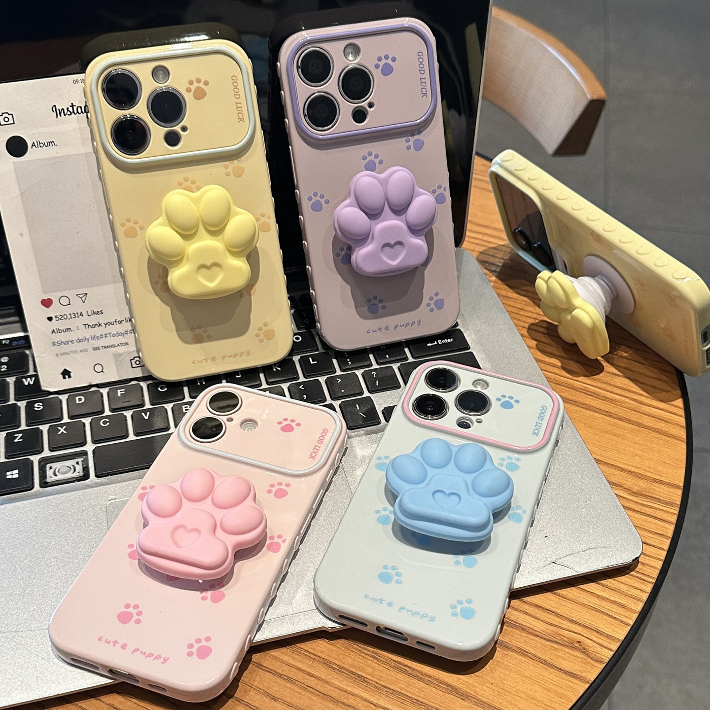 撞色可爱猫爪支架新款适用苹果17pro手机壳iPhone16max小米17华为mate80pura90K90opporeno15x300nova14Y200