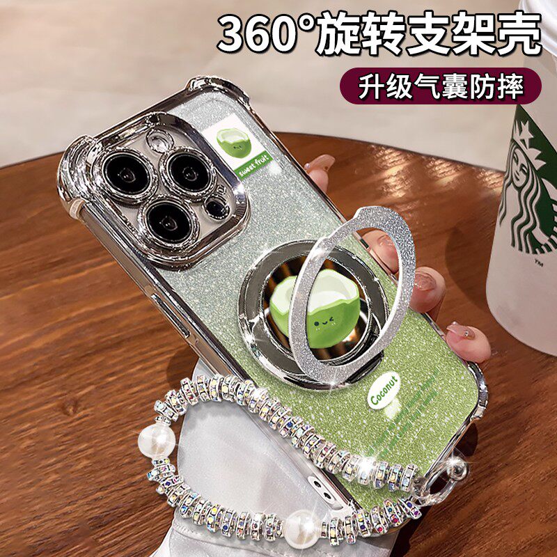 卡通椰子支架新款适用苹果17Promax手机壳iPhone16pro小米17华为mate80pura90K90note15nova14荣耀400x300s50