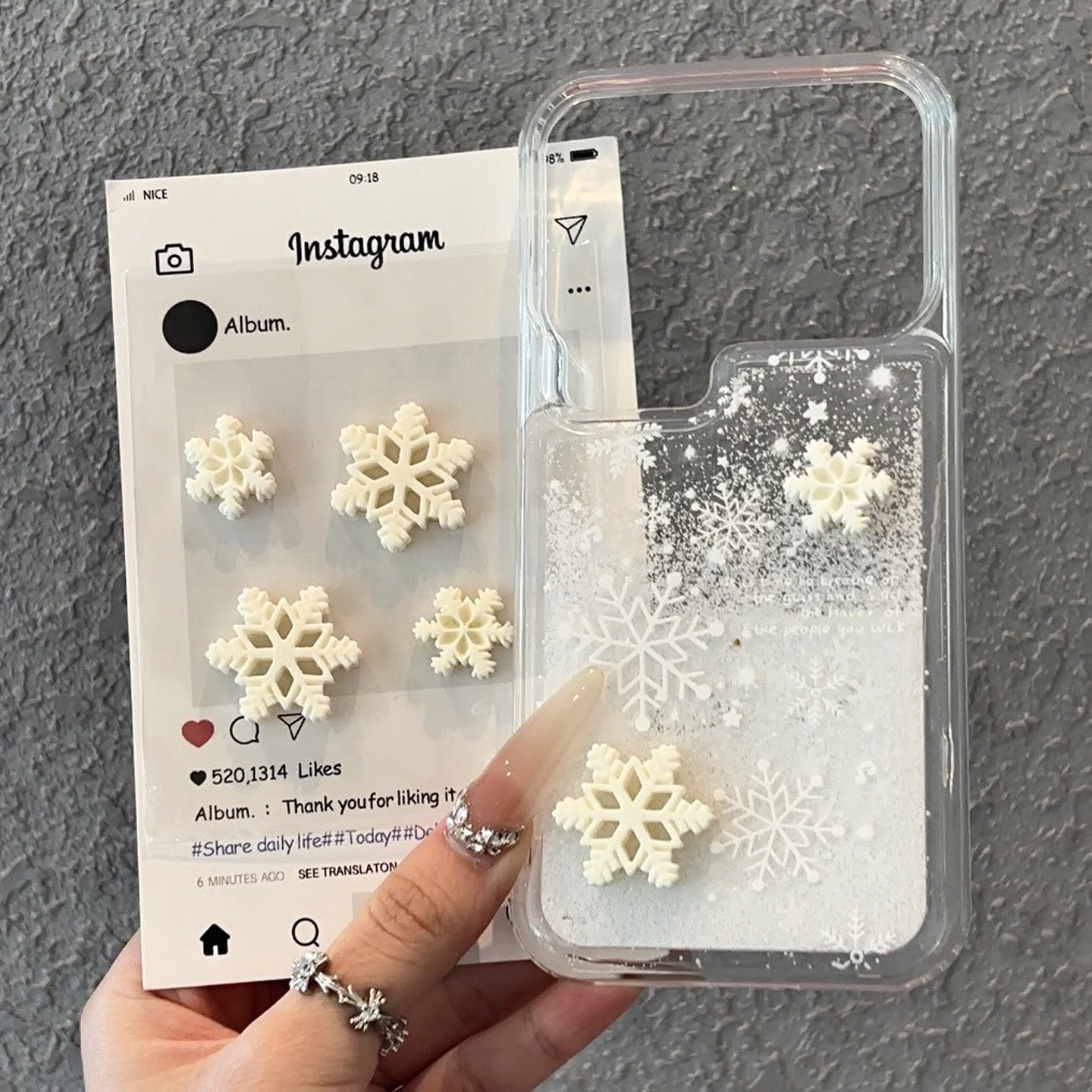 冬日立体雪花流沙新款适用苹果17pro手机壳iPhone18max16小米18华为mate90pura70K80reno15荣耀500x300Y200I