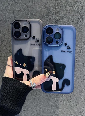 金属镜框黑猫新款适用苹果17Promax手机壳iPhone16max小米15华为mate80pura70k60reno14荣耀400x200一加ace5