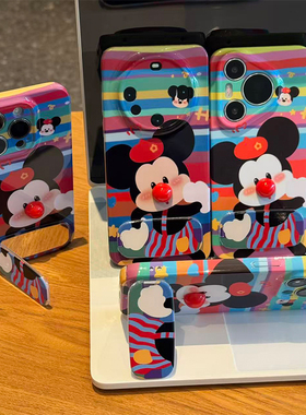 彩纹米奇支架新款适用苹果17promax手机壳iPhone16pro小米15华为mate70pura80k60nova14荣耀300vivo100note13