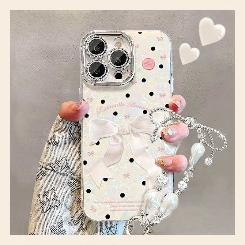 粉蝴蝶结手链新款适用苹果17Promax手机壳iPhone16pro13小米15华为mate80pura80K90nova14荣耀500x300magic8