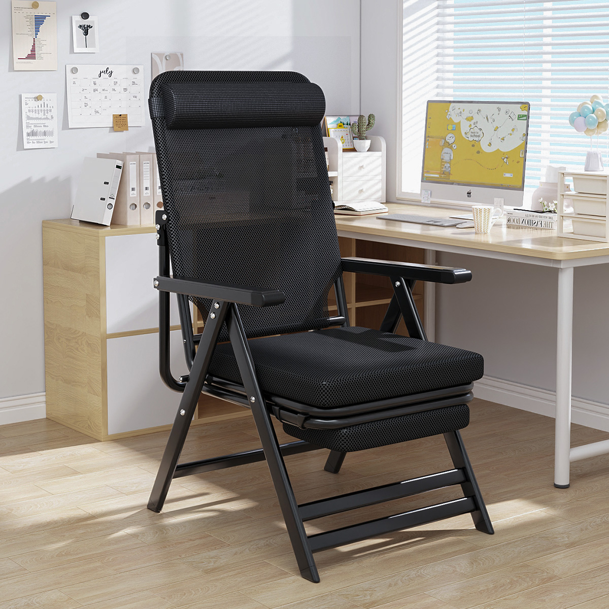 折叠躺椅办公室午休午睡靠背椅可坐可躺两用懒人睡椅宿舍椅