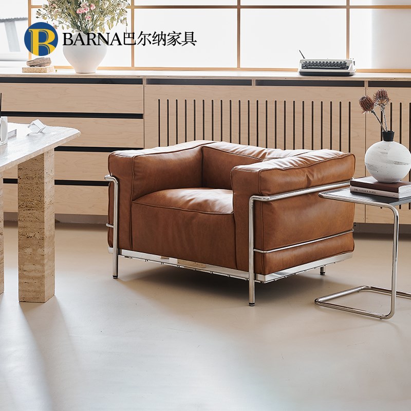 LC3沙发不锈钢会客厅接待室商务洽谈客厅单人沙发