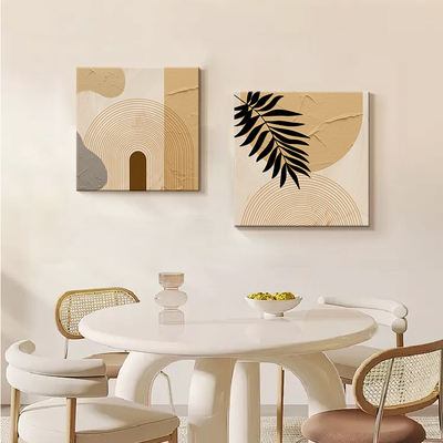北欧莫兰迪绿色餐厅装饰画奶油风饭厅壁画玄关客厅绿植正方形挂画